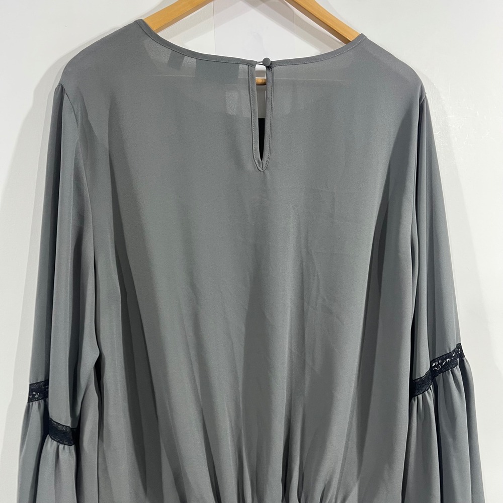 NY&Co Renfair Retro Boho Victorian Lace Pintuck Bell Sleeve Top Womens Large - Picture 4 of 10